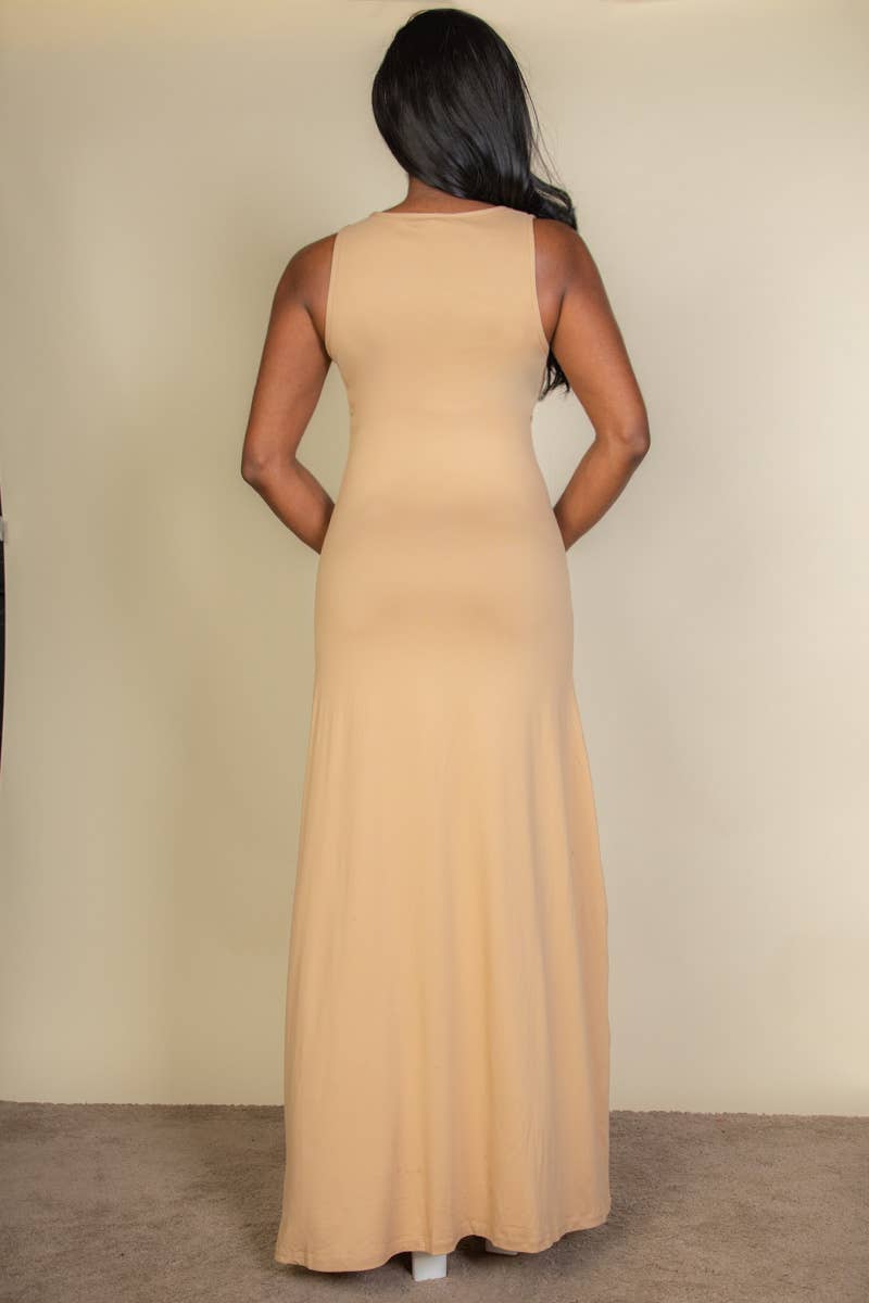 CAPELLA APPAREL - Wholesale Dress - Women's - Plunge Neck Thigh Split Dress19