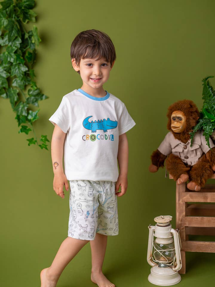Conjunto de pijama con estampado de cocodrilo para niños (1-4 años) -211Z1PJM07 para venta al por mayor de ZEYLAND