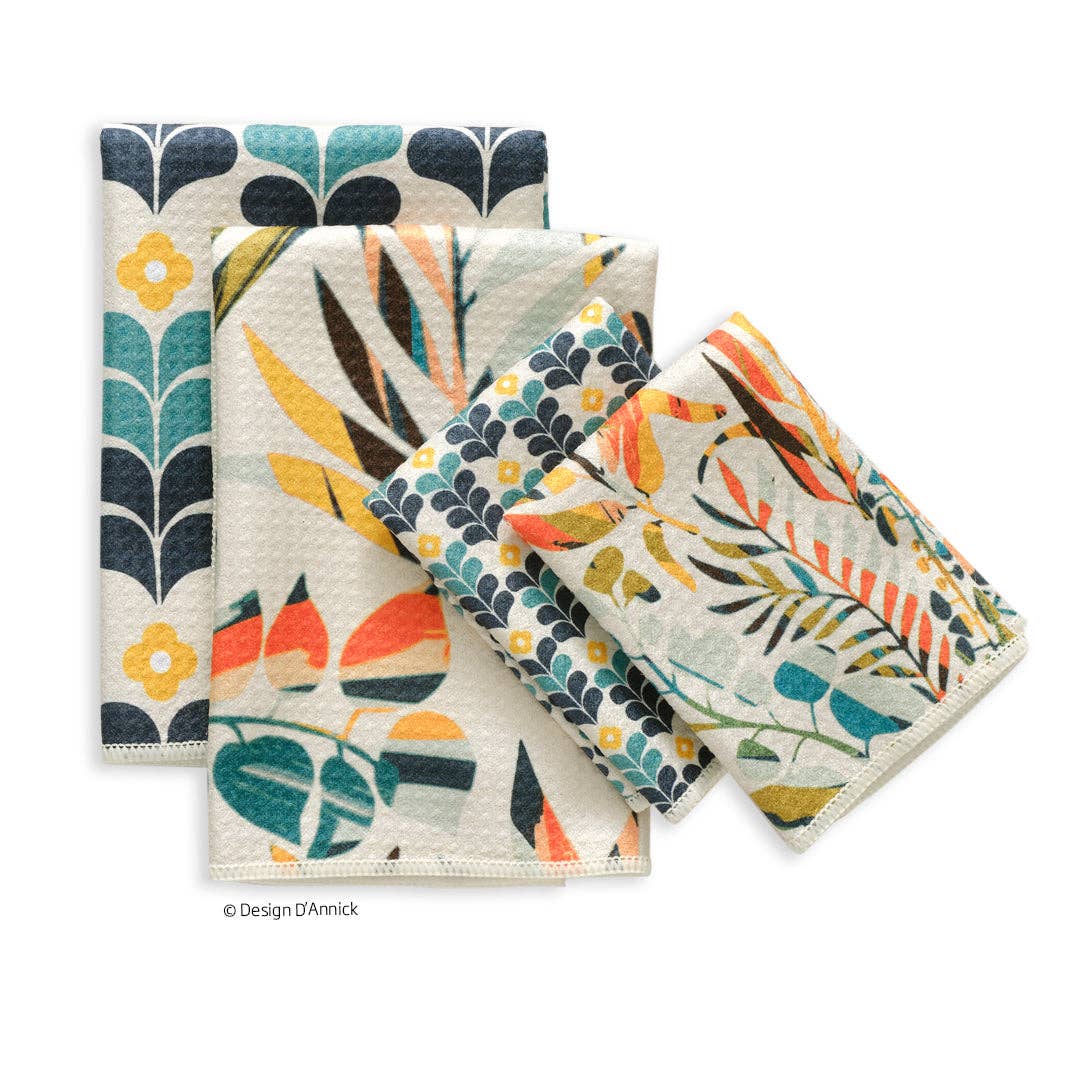 WerkShoppe – wholesale Tea towel – Colorful Leaves All Purpose Microfiber Towel Set0