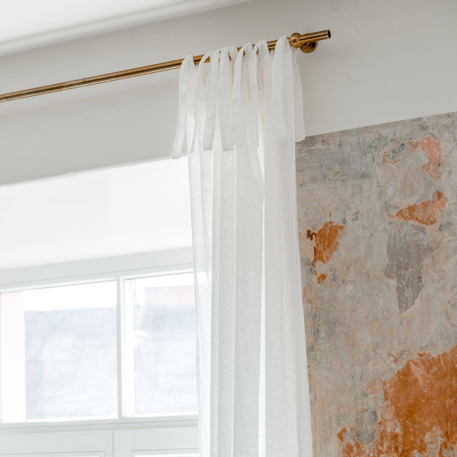 Linen Tales (We cover U.S. import duties) - Wholesale Curtain - Optical White Linen Daytime Tie Top Curtain Set of 24