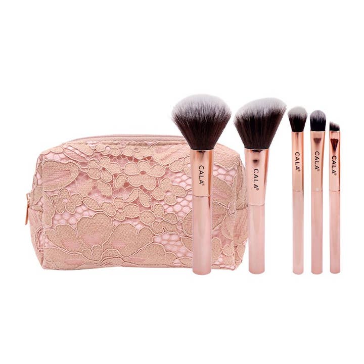 PINEAPPLE Beauty - Wholesale Makeup Brush Set - CALA 76856 Beauty Queen Mini Brush n Pouch Set - 6