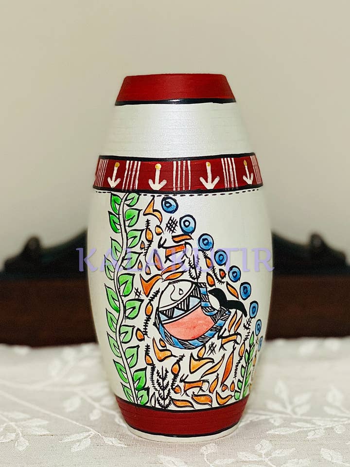 Vase poisson peint à la main pour la vente par Kala Kutir Inc