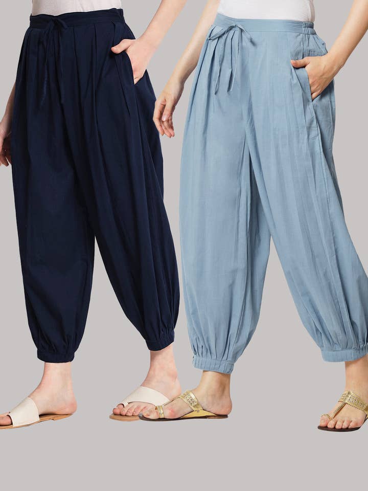 Par 100% bomullssalwar - Midnattsblå & Blå gryning för wholesale av Thevasa