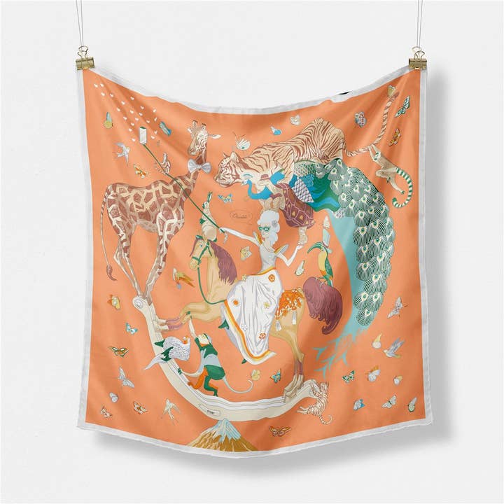 Dipped Shop - Wholesale Scarf - Women's - Colorful Animal Print Square Silk Scarf DP25F4547