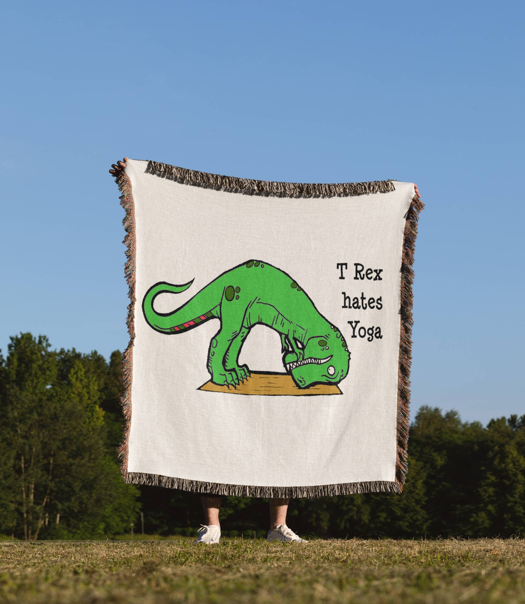 3dRose - Wholesale Throw Blanket - 3dRose, T Rex hates yoga,, Blanket1