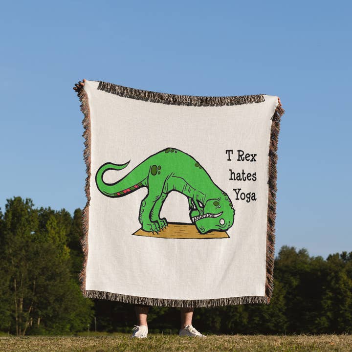 3dRose - Wholesale Throw Blanket - 3dRose, T Rex hates yoga,, Blanket1