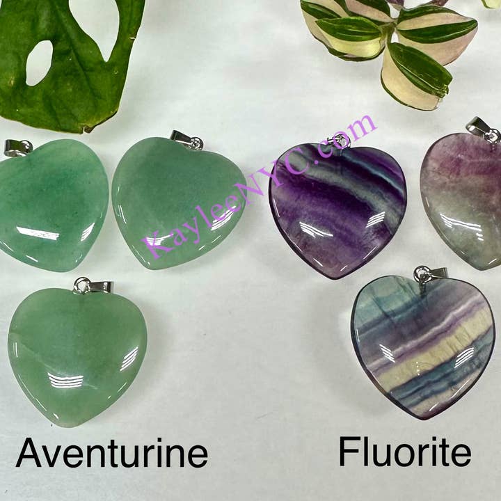 KayleeNYC - Wholesale Individual Charm/Pendant - Natural Crystal Heart Pendant Healing Energy