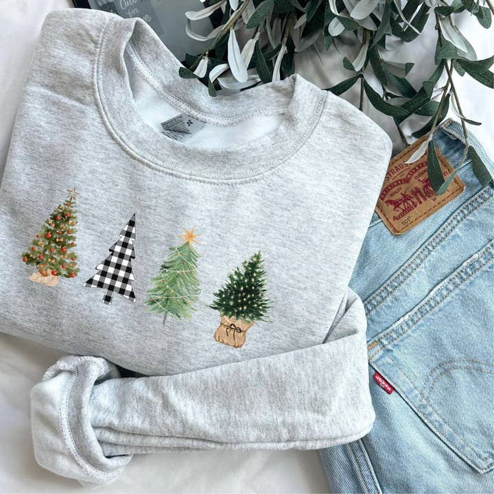 Four Christmas Tree Sweater for wholesale by Up2ournecksinfabric