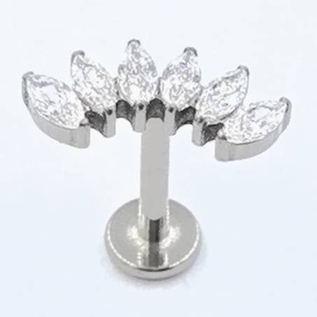 Titanium bloemblad piercing met zirkonia voor wholesale door MYLENE ET FELIX