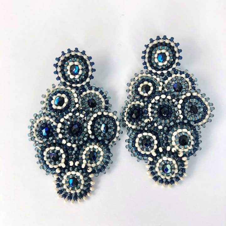 Statement ørering m/9 blomst diamant-denim for engroshandel hos KVZ Designs