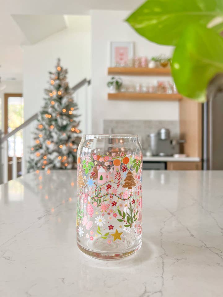 16oz Holiday Garden Glass for wholesale by Hart and Flora Shop