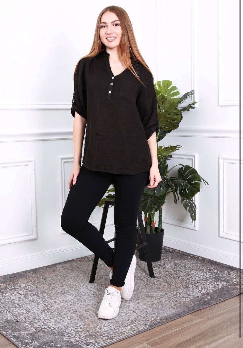 LÉA & LUC - Wholesale Button Down Shirt - Women's - 100% Linen Blouse REF. 636785