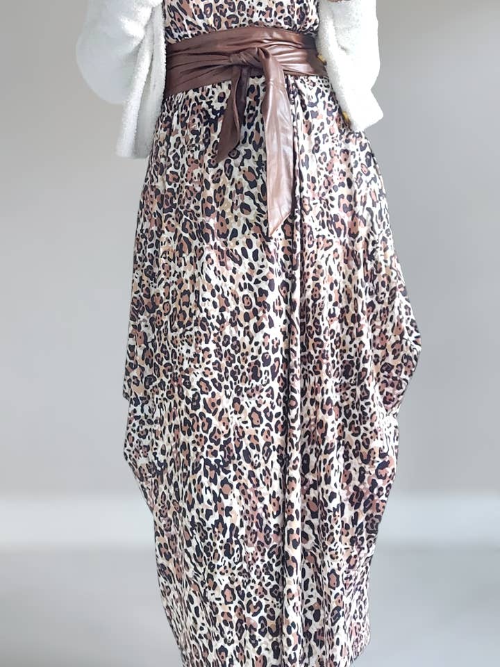 Vestido de burbujas/estampado de leopardo marrón para venta al por mayor de India Batik