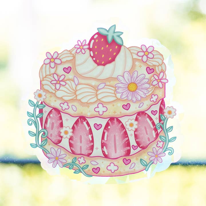 Unicorn Eclipse - Wholesale Suncatcher - Strawberry Cake Suncatcher Sticker1