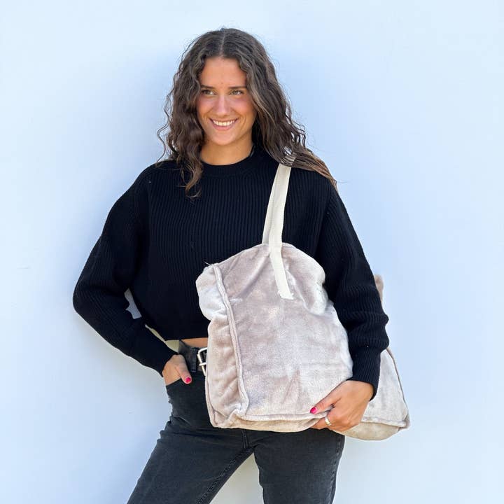 De La Mur – Engroshandel Stor rejse- og weekendtaske - Dame – Weekendtaske med mellemstore beige hørremme i bomuld2