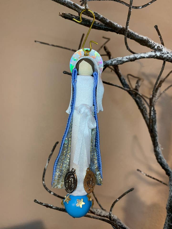 Our Lady of the Miraculous Medal Wooden Doll Ornament for wholesale by Our Saint Family