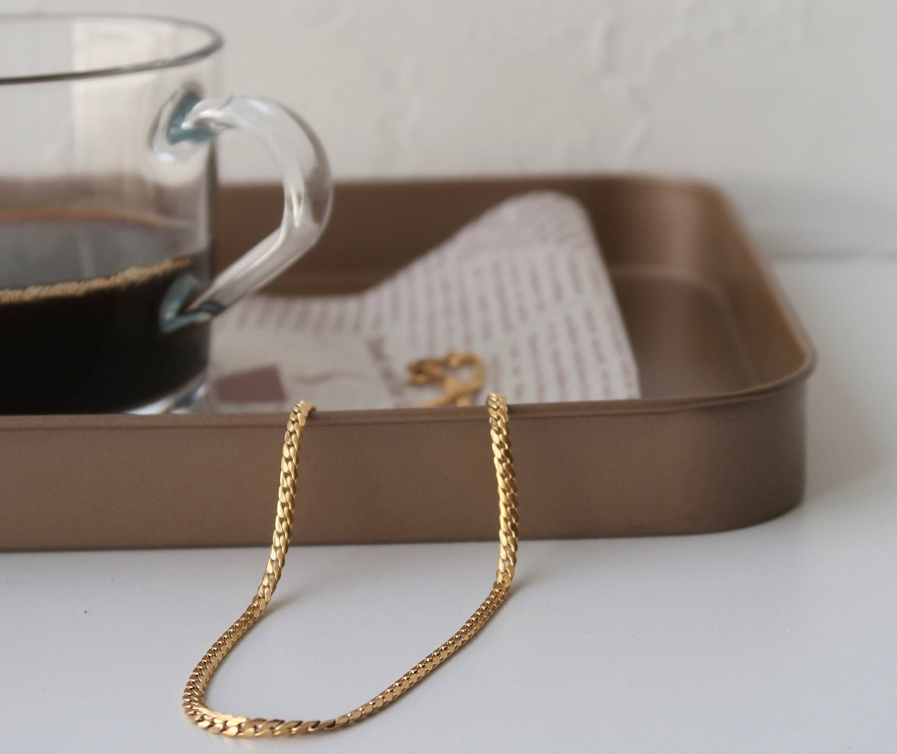 Furano Studio - Wholesale Link & Chain Necklace - 3.5mm 18K Gold Filled Curb Chain Necklace, Cuban Link Neckla7