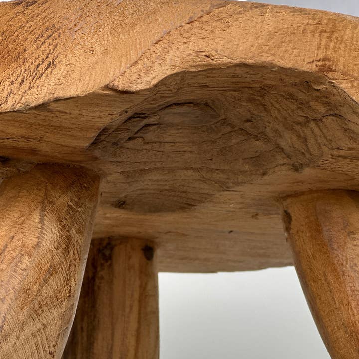 Office Objets - Wholesale Stool - Small low three-legged stool in upcycled blond teak D:30 H:1596