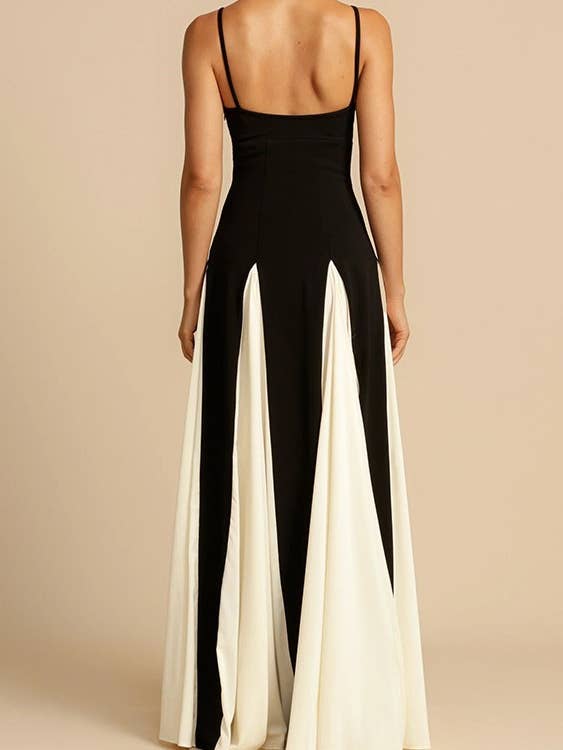 Casual Style Suspender Black And White Contrast Dress for wholesale on Faire