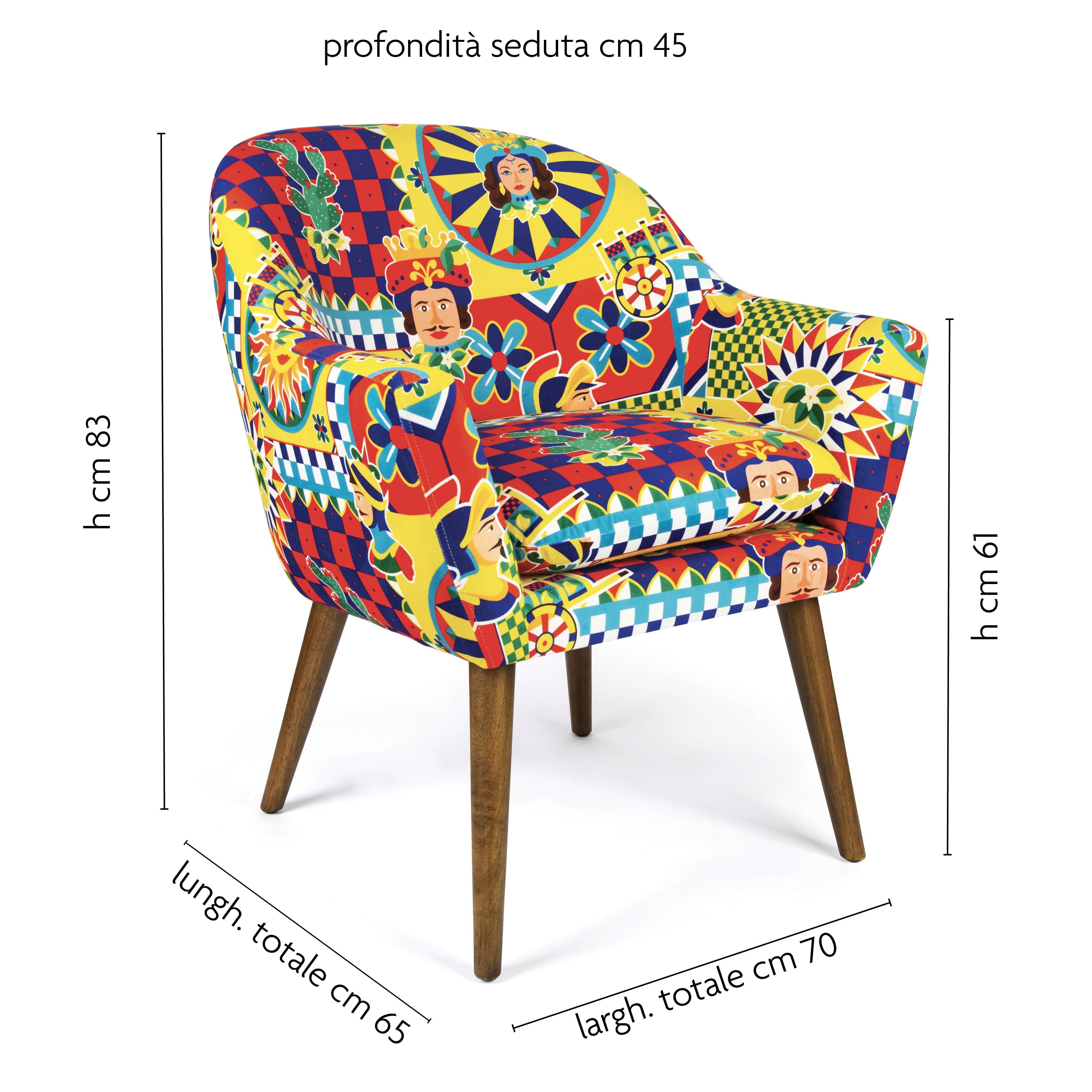 Bergamaschi & Vimercati S.p.a. - Wholesale Chair - Sicilian Rhapsody armchair in velvet-effect polyester and plywood – 70x65x83 cm2