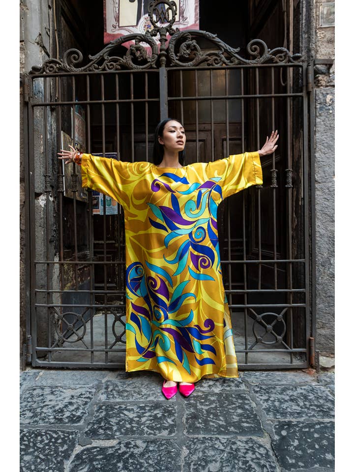 KELLE' CAPRI – wholesale Kaftan - Dam – Abstrakt blommig kaftan