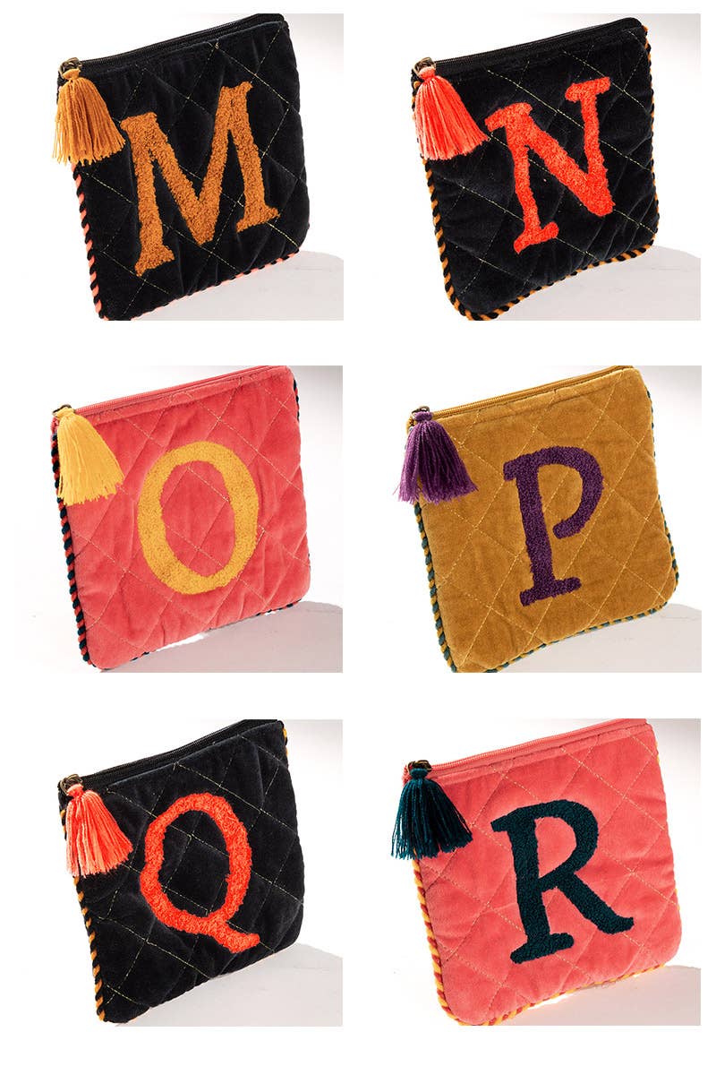 Urbanista - Wholesale Clutch Bag - Women's - Hand Embroidered Initial Velveteen Pouch2