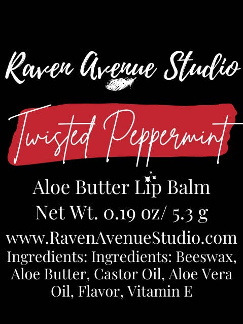 Twisted Peppermint Aloe Butter Lip Balm / Winter Lip Balm for wholesale by Raven Avenue Studio