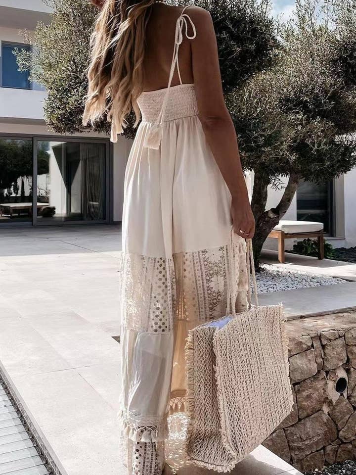 Rosa Clothing - Wholesale Dress - Women's - Bohemian Crochet tassel Lace large swing flare dress