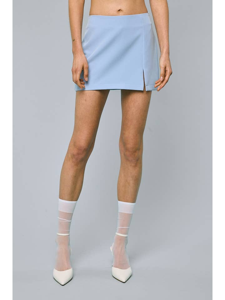 Sky to Moon - Wholesale Skirt - Women's - SOFT SOLID COLOR ONE-SIDE SLIT FIT-IN MINI SKORT