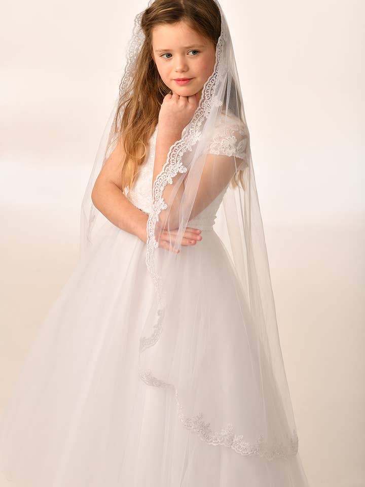 Velo de encaje festoneado con ribete estrecho para venta al por mayor de Sweetie Pie Collection