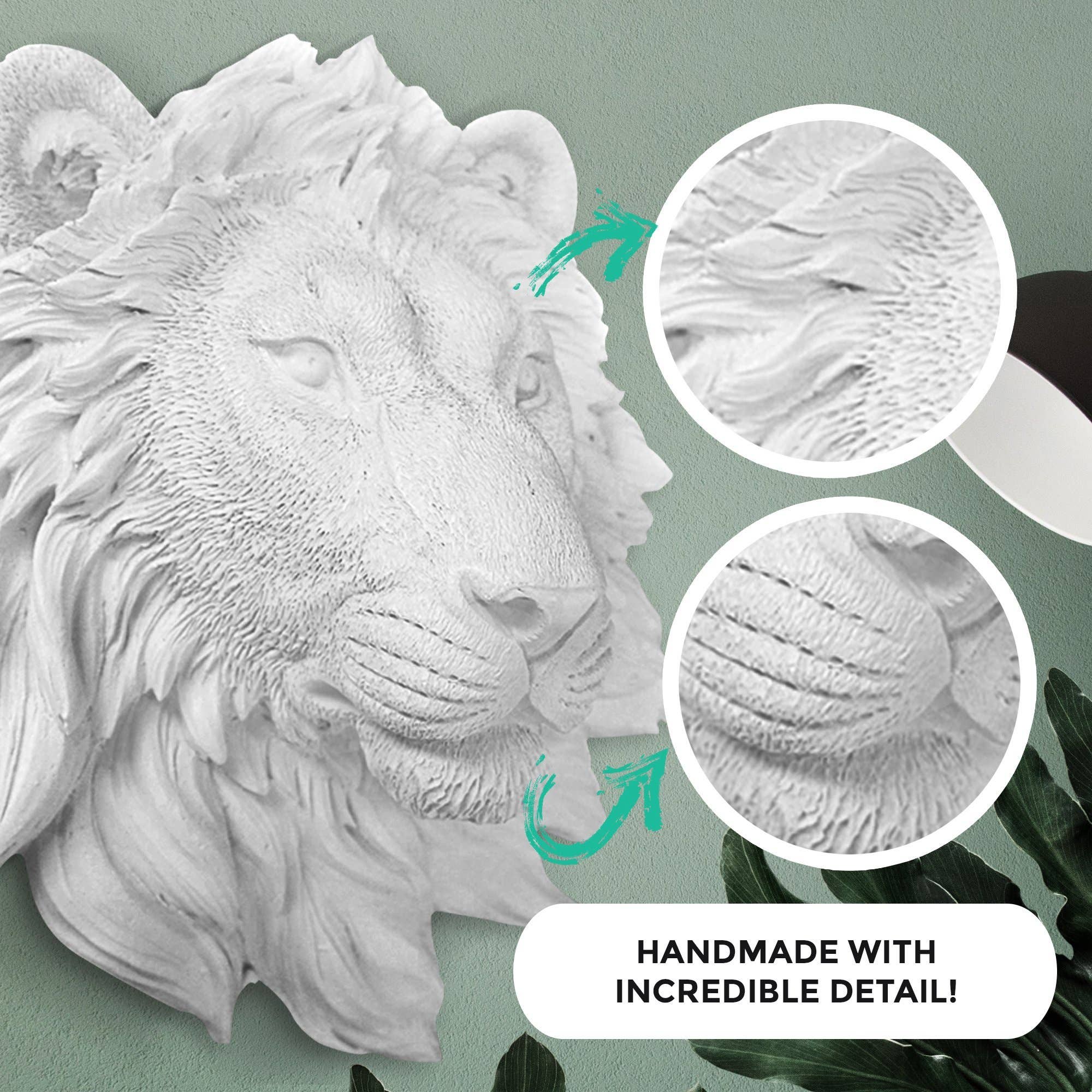 Wall Charmers – Engroshandel 3D-vægkunst – Saharan mini løvehoved falsk trofæ i enkel farve7