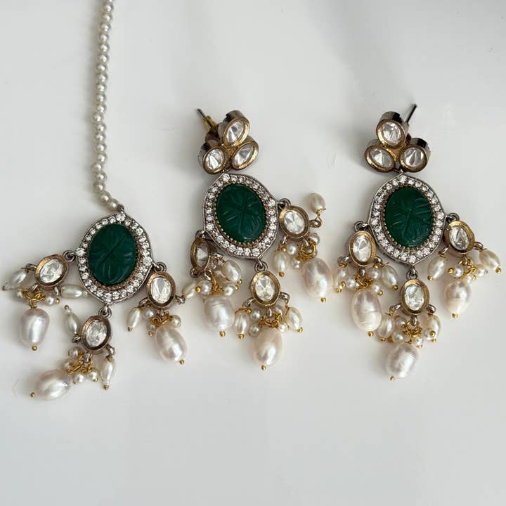 Vinnis Jewelry - Wholesale Jewelry Set - Zahra Emerald Drop Choker Set4