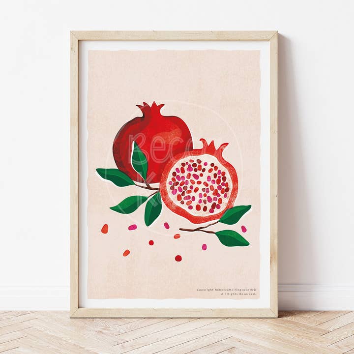 Pomegranate Art Print / A3 for wholesale by Becca Kate Prints