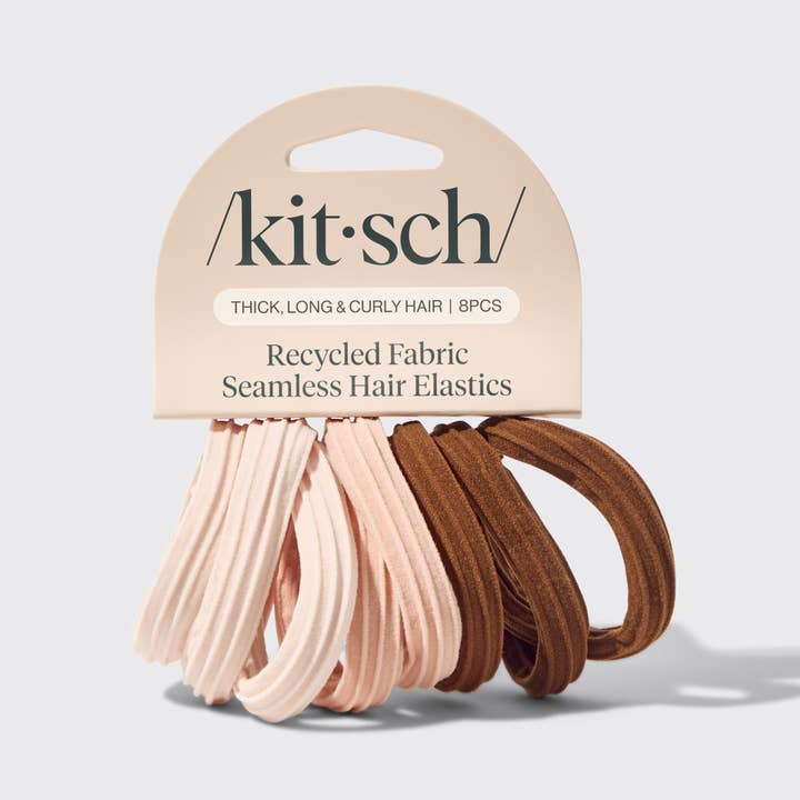 KITSCH - Wholesale Hair Tie - Recycled Seamless Hair Elastics 8pc Set- Rosewood2