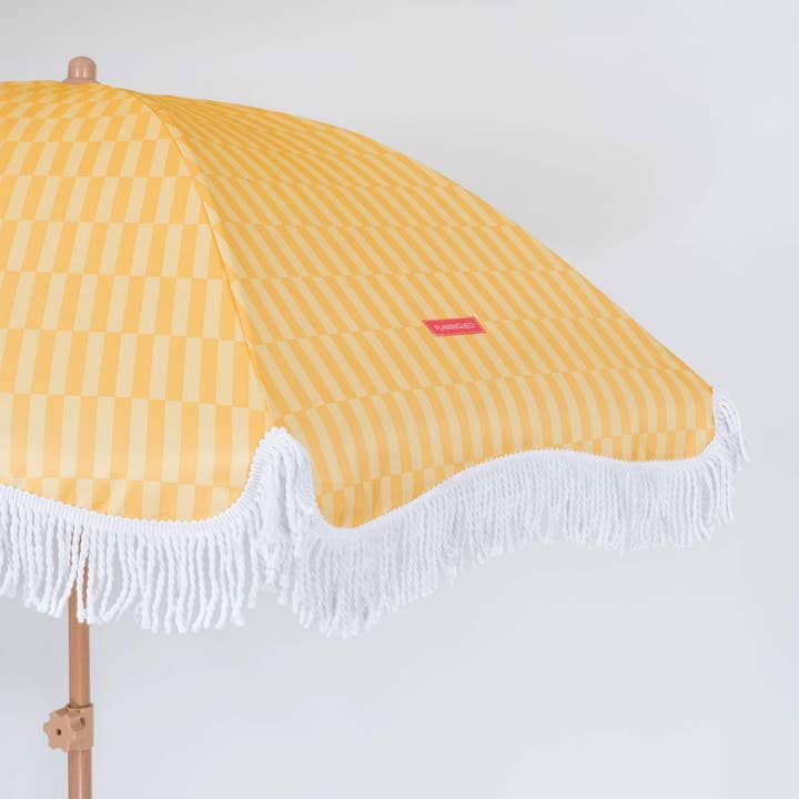 Flamingueo - Wholesale Beach Umbrella - Yellow striped umbrella2