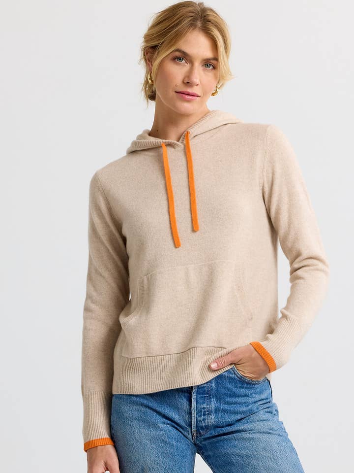 Cashmere Contrast Hoodie for wholesale by Pura Cashmere