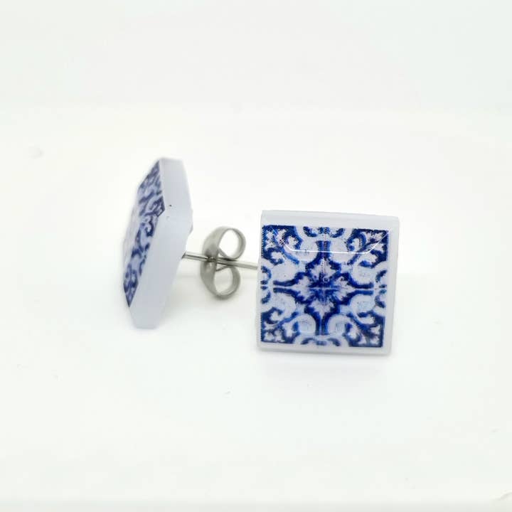 LUSO TILES JEWELRY - Wholesale Gauge/Plug Earrings - Pendientes post cuadrados coloridos25