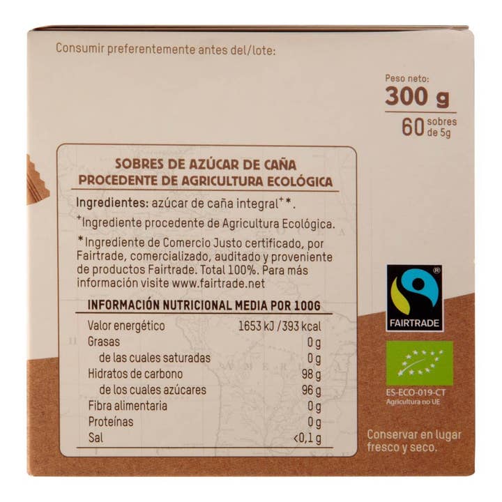 Tierra Madre - Wholesale Sugar/Sweetener - 60 Raw Sugar Individual Sachet Bio1