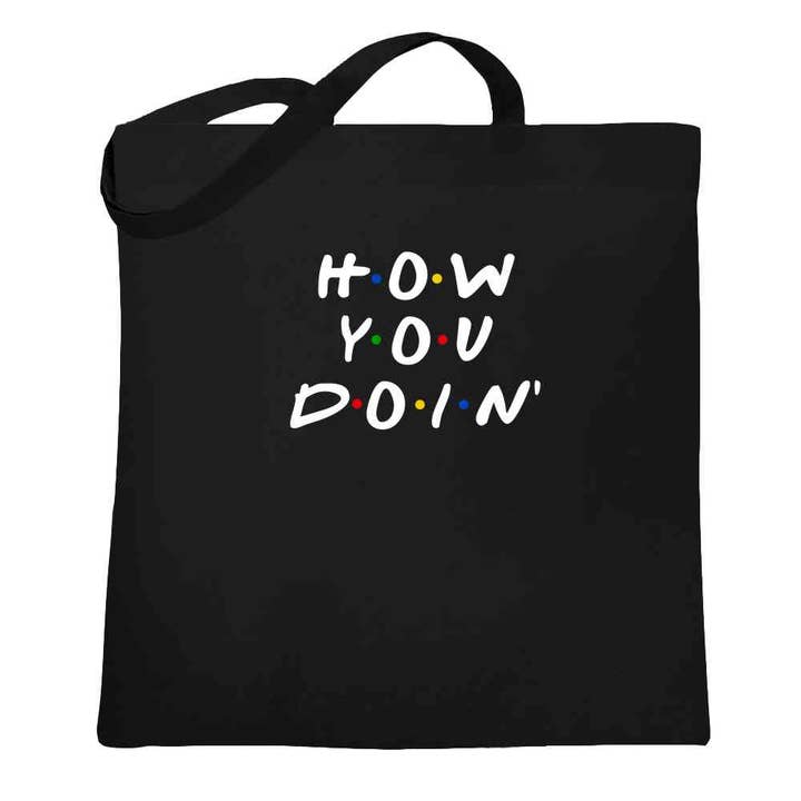 How You Doin Quote Funny 90s Retro Tote Bag for wholesale by Pop Threads