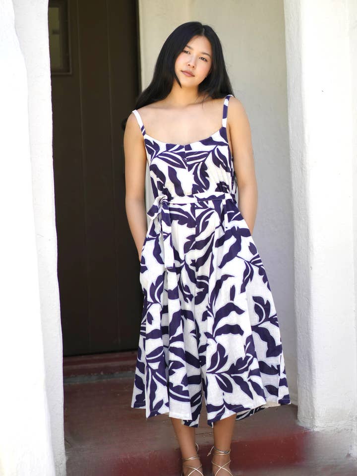 Adelia Jumpsuit White Navy for wholesale on Faire