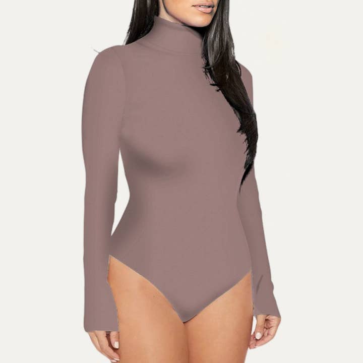 The Moment Collection - Wholesale Bodysuit - Women's - Basics And Soft Mock Neckline Long Sleeve Bodysuit