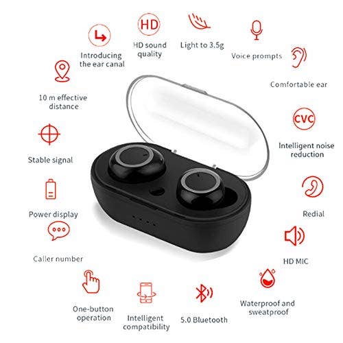 Infinite Basics - Wholesale Headphones - Wireless Earbuds with Charging Case & Touch Controls3