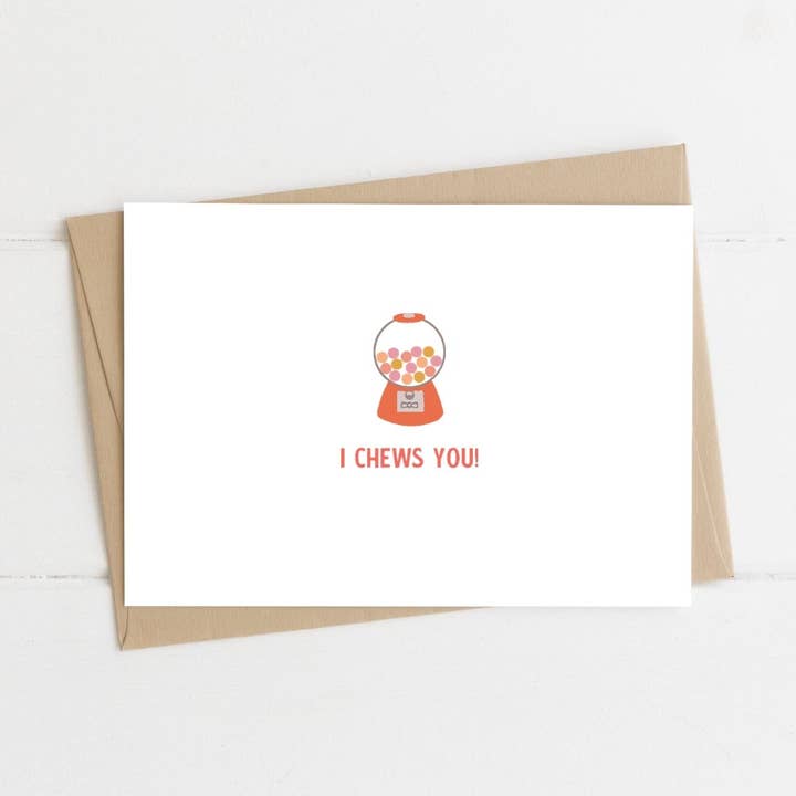 Love Pun Greeting Card - Gumball for wholesale by Be Well Stationery
