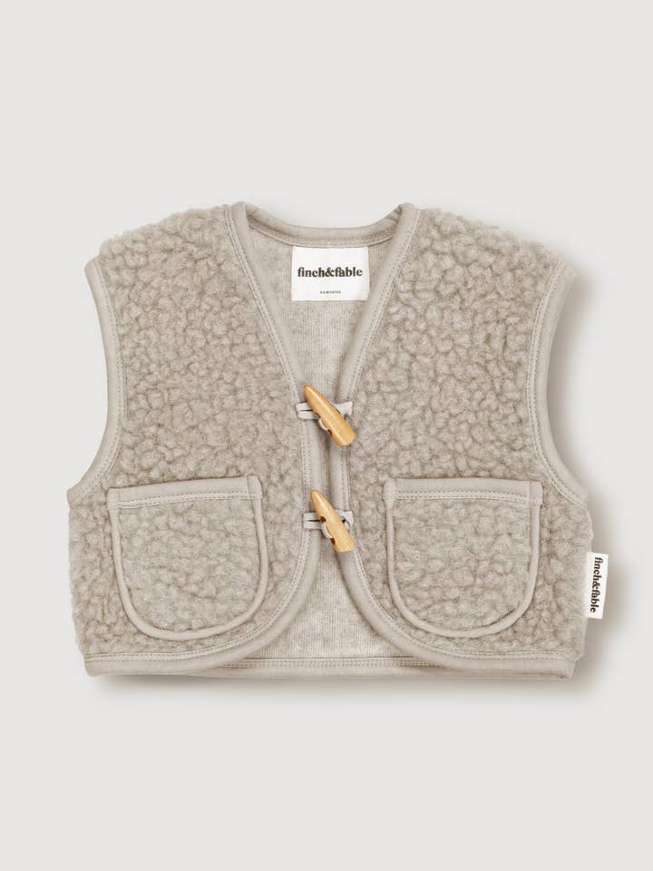 Finch & Fable - Wholesale Outerwear Vest - Kids - Wool Sherpa Vest - Sand