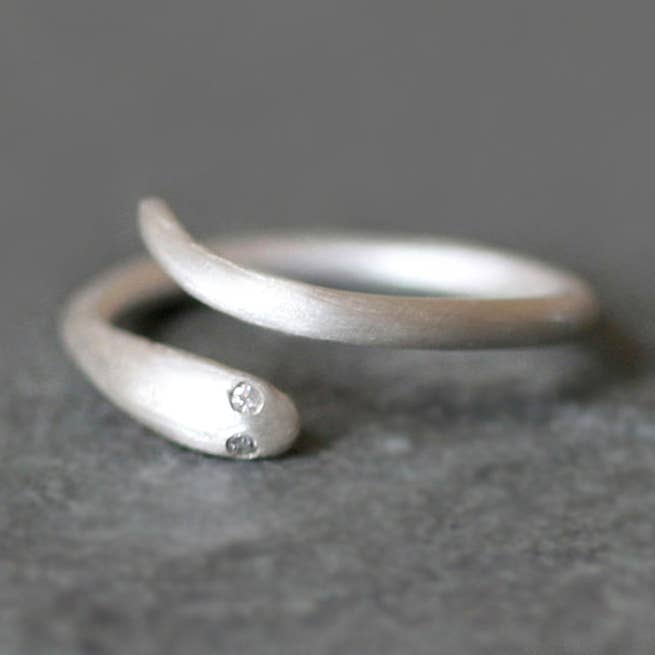 Baby Snake Ring in Sterling Silver with Gemstones for wholesale by Michelle Chang