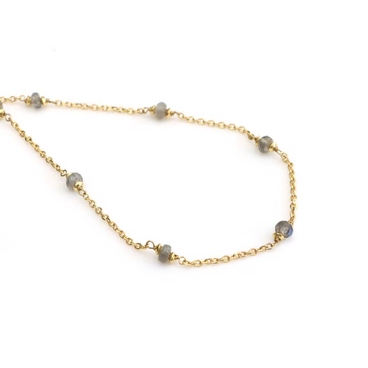 Natural Labradorite 18K Gold Filled Sterling Silver Necklace for wholesale by Fine Facets