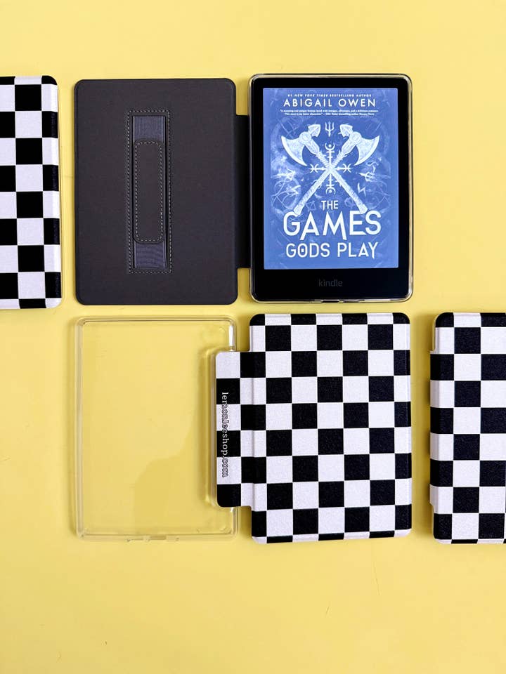 The Best of Both Kindle Case Cover with Clear Back and Cover Strap - Classic Checkers - 10th + 11th + 12th Gen Paperwhite, Kindle Basic, and Kindle Oasis for wholesale by LemonLee