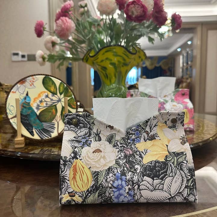 ACCITY - Wholesale Tissue Box - CREATIVE OIL PAINTING FLOWER LEATHER TISSUE BOX_CWMM2242