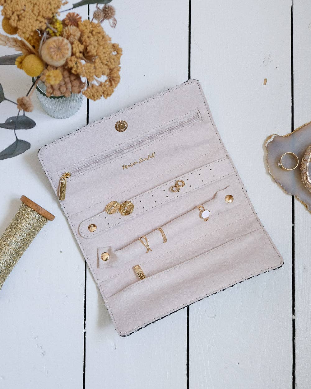 Maison Scarlett - Vente Boîte/rangement à bijoux - Pochette à bijoux Catherine en pied de poule11