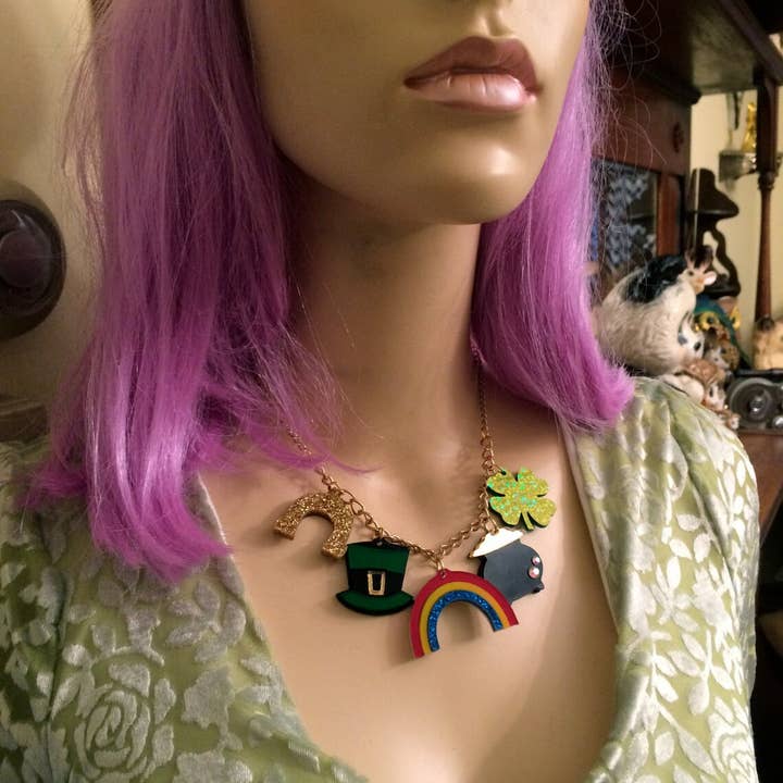 I'm Your Present – wholesale Pendant/charm necklace – Irish Charm St Patrick's Day Laser Cut Acrylic Necklace6